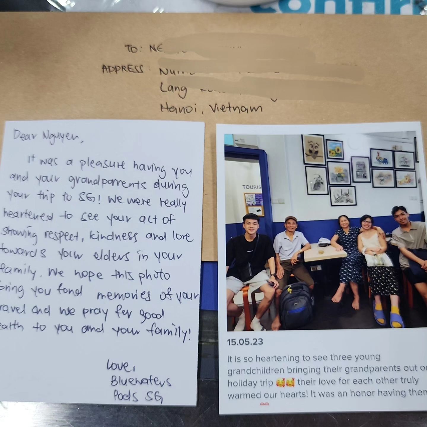 They made us feel so warm hearted with their respect and love for their grandparents. We hope to make them feel the same with this simple mail of the photo taken when in our hostel. We hope we can keep providing great memories to all our guests